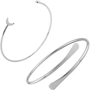 ZMANYIJEW 2 Pcs Arm Cuff Upper Arm Gold Band Cuff for Women Adjustable Arm Bracelet Bangle Set Jewelry